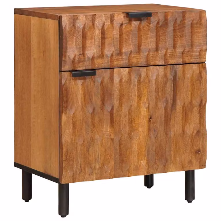 Armadio da notte vidaXL in legno di mango marrone con cassetto stile rustico L 50 cm, P 33 cm, H 60 cm
