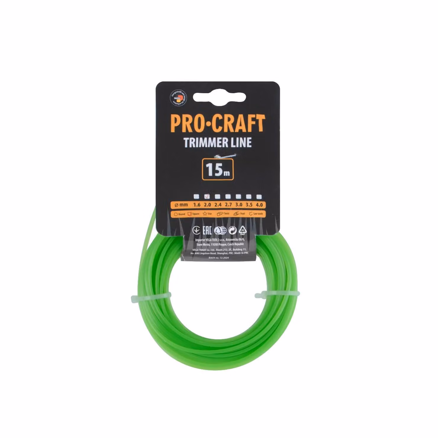 Filo per tosaerba (2 mm) (15 m), quadrato, PROCRAFT KV-2/15
