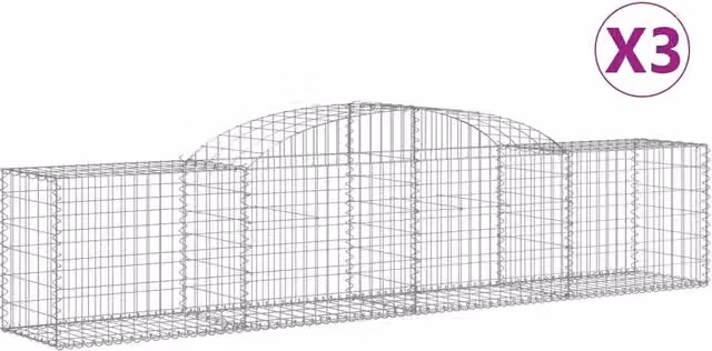 Cesti Gabbioni ad Arco 3 pz 300x50x60/80 cm Ferro Zincato