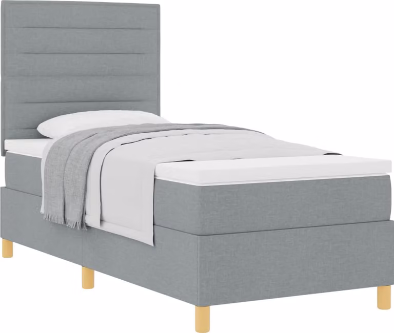 Letto a molle con materasso Grigio chiaro 90 x 200 cm Tessuto