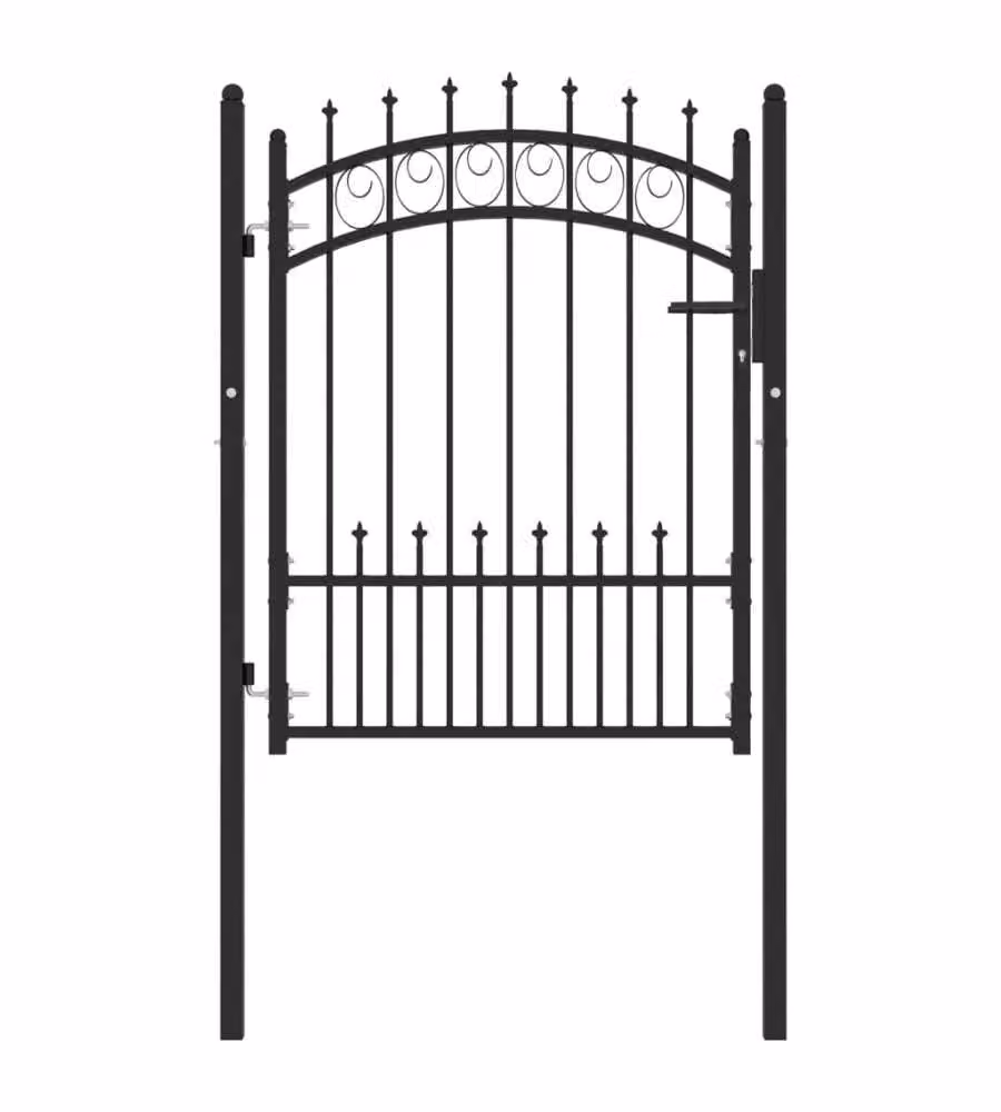 Cancello per Recinzione con Punte in Acciaio 100x125 cm Nero 146389