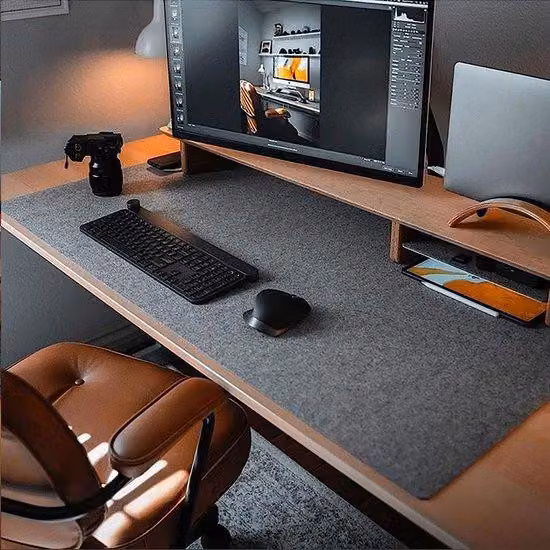 Tappetino da scrivania grigio scuro, tappetino per computer da ufficio, tappetino da scrivania grande, tappetino per tastiera e mouse (grigio scuro, 90 x 40 cm)