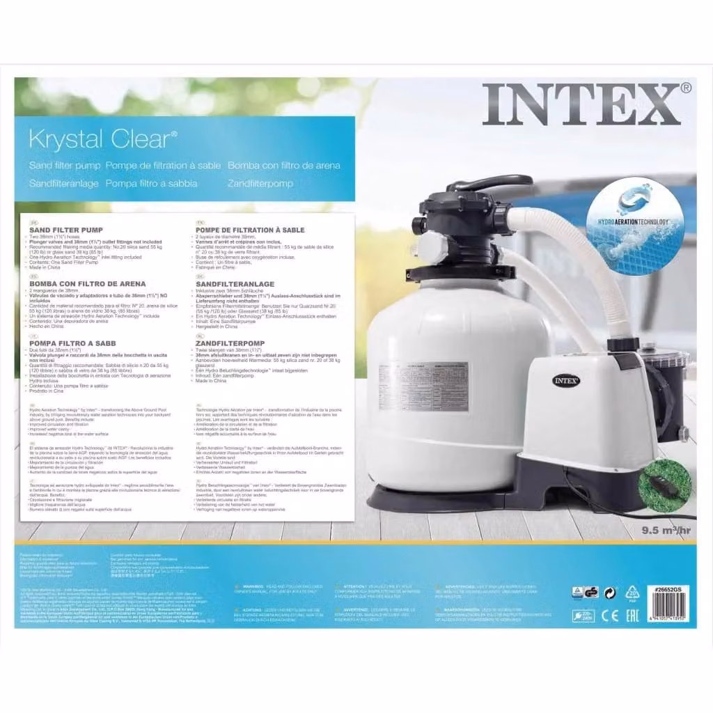 Pompa filtro a sabbia Krystal Clear Intex per piscine fuori terra, colore bianco, portata 12000 l/h – 3