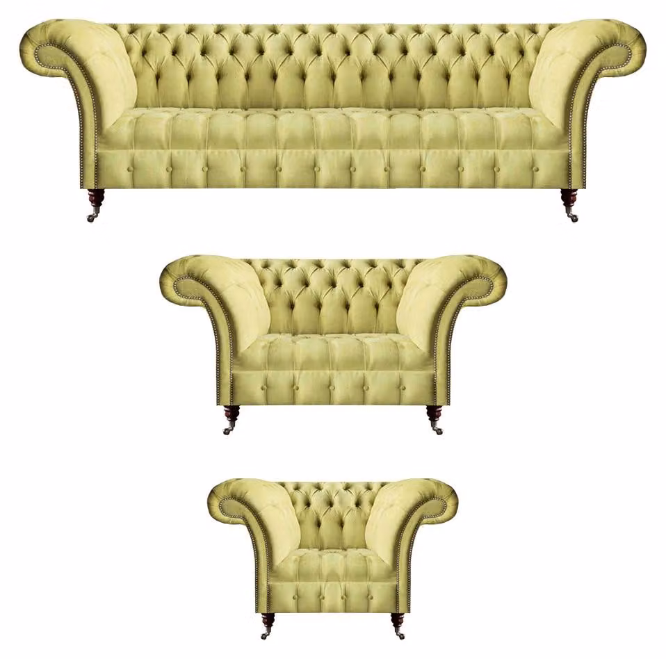 Wohnzimmer Sofa Set 3tlg Luxus Sitzmöbel Chesterfield Sofagarnitur