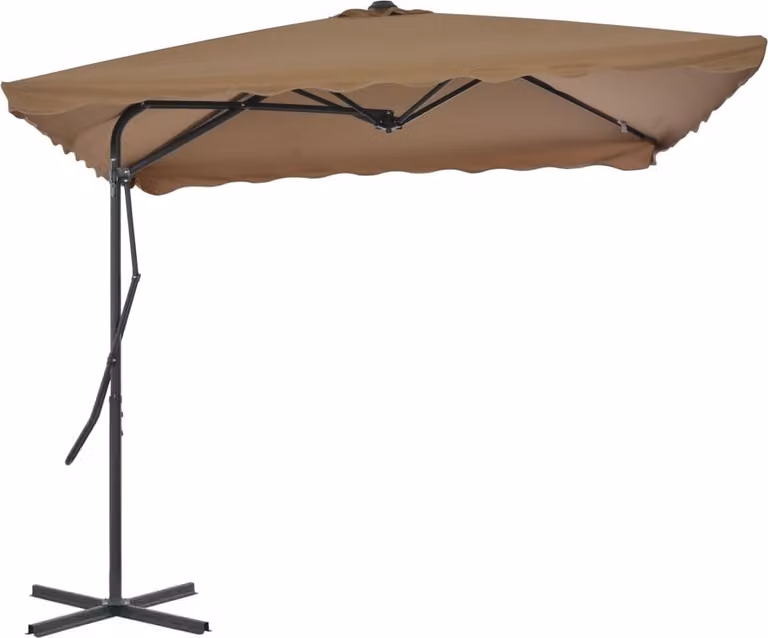 The Living Store Ombrellone con palo in acciaio 250 x 250 cm Taupe