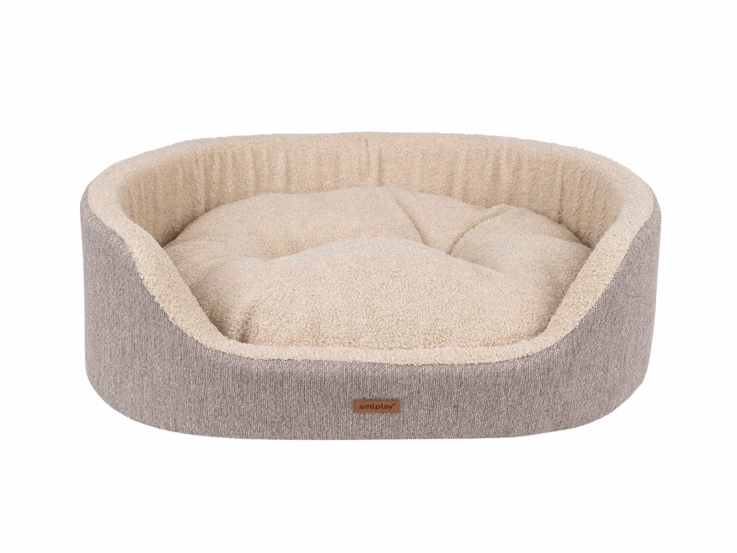 Cuccia per cani ovale MALBO ECO beige taglia S, M, L Taglia: M - 64x55x19 cm