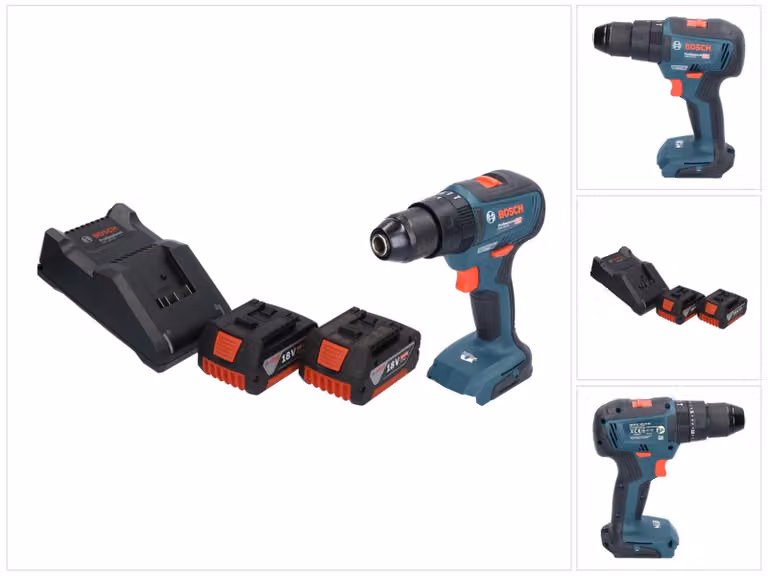 Bosch GSB 18V-55 Trapano a percussione professionale a batteria 18 V 55 Nm brushless + 2x batteria ricaricabile 5,0 Ah + caricabatterie