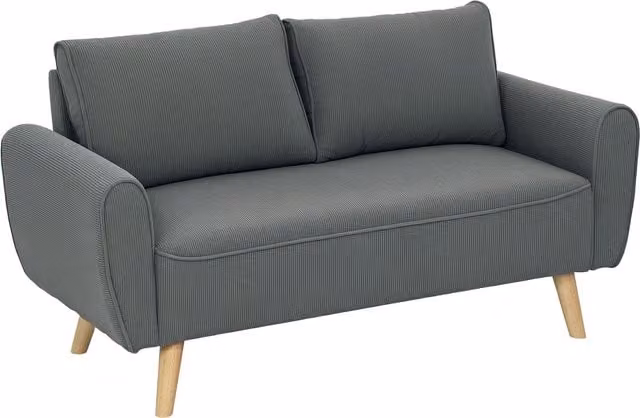 Divano a due posti HOMCOM in velluto antracite con 2 cuscini per lo schienale, L: 145 cm, P: 75 cm, H: 78 cm – 1