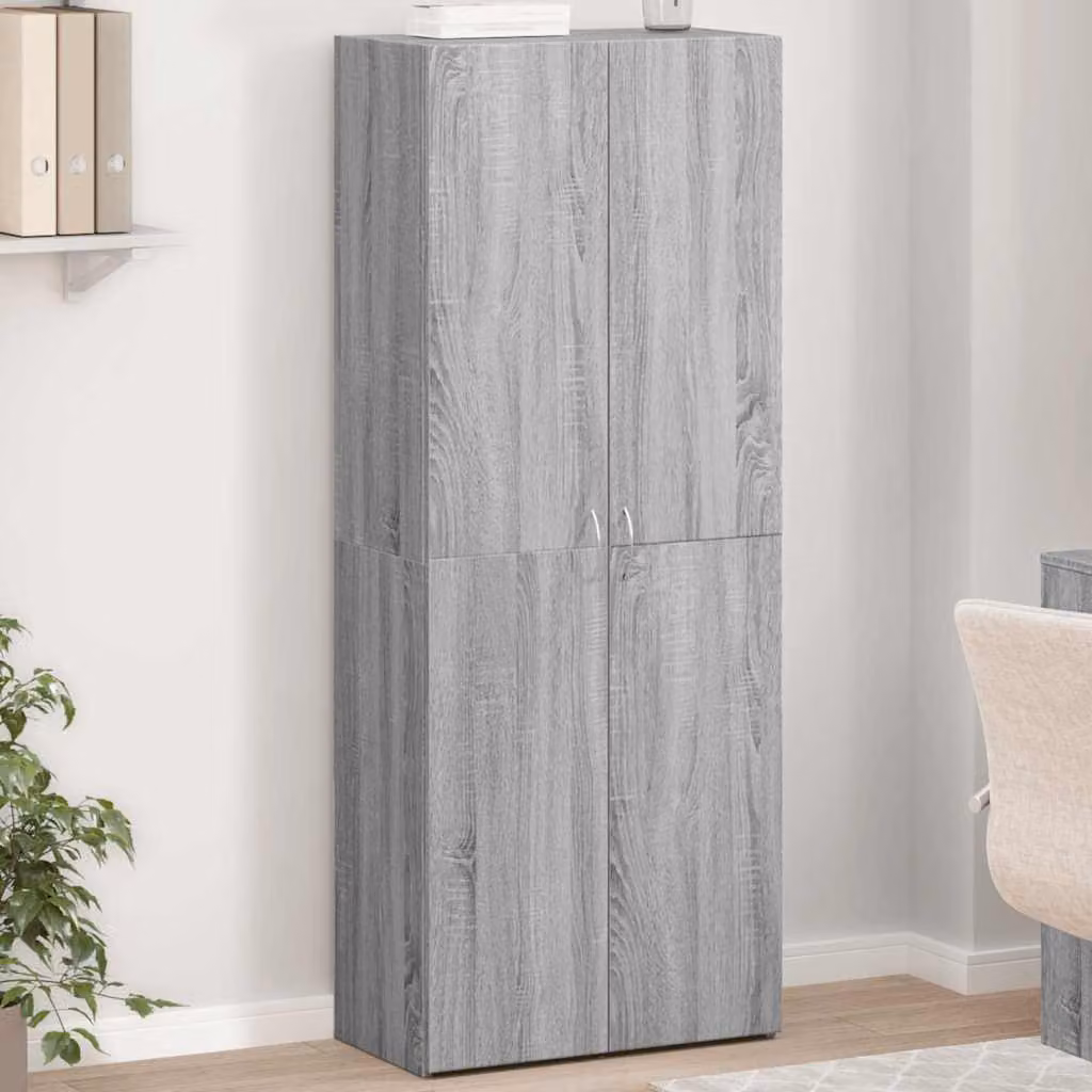 vidaXL Schedario Moderno Grigio in Legno e MDF con Ante a Battente L: 60 cm, P: 32 cm, H: 153 cm