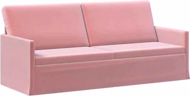 Divano a 3 posti moderno vidaXL in velluto rosa con struttura in metallo L: 190 cm, P: 81 cm, H: 82 cm