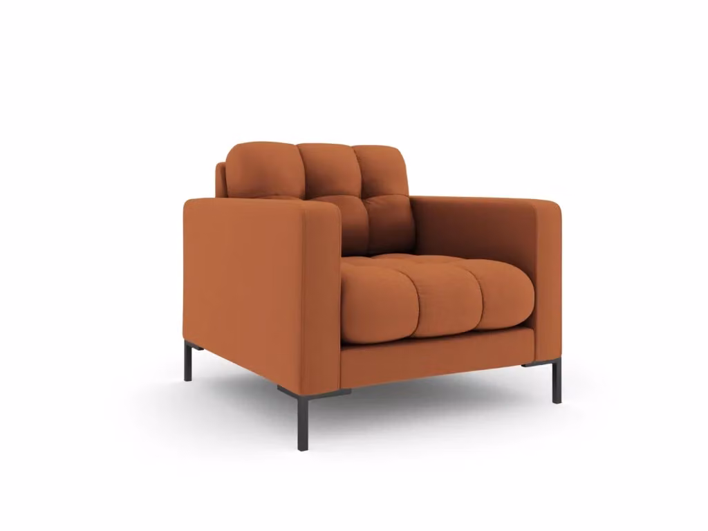 Poltrona Bali Cosmopolitan Design in tessuto strutturato arancione con struttura in metallo e braccioli – 2
