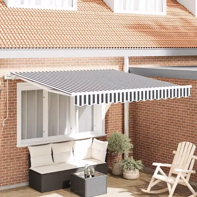 Tenda Sole Retrattile Automatica 300x250 cm Antracite e Bianco 3215780