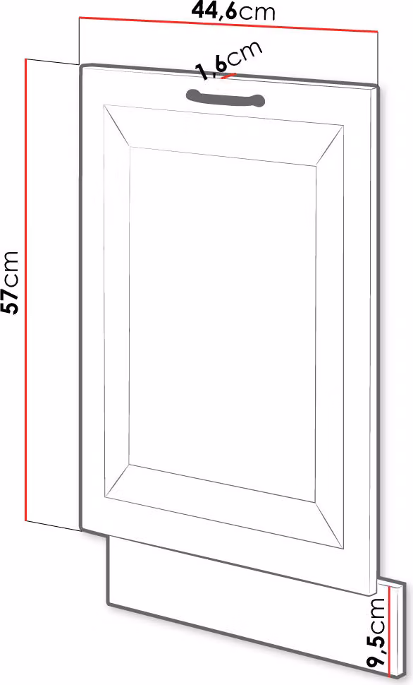 Anta per mobile cucina FRYZIA - 570x446 mm, rovere artigianale / grafite