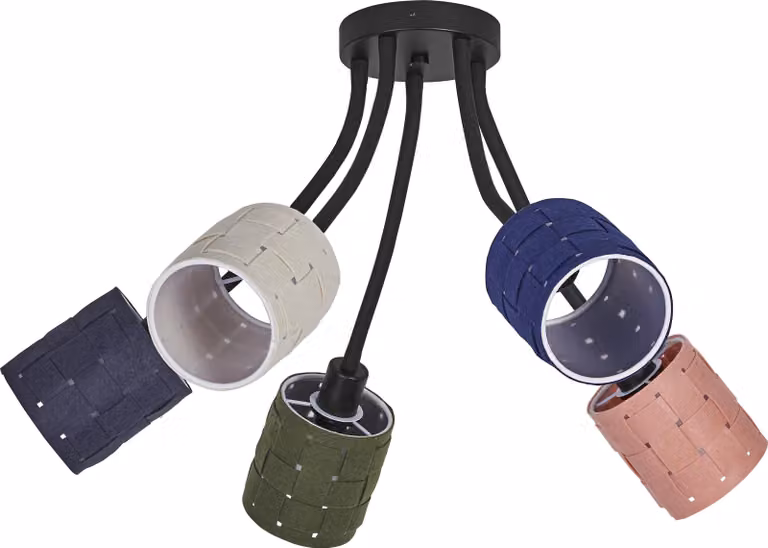 Plafoniera OSRAM a 5 fiamme Decor Felt Weaving Cans in feltro e metallo, E14, lunghezza 630 mm, effetti luminosi caldi grazie al paralume intrecciato, sostenibile grazie alla sorgente luminosa sostituibile, facile installazione