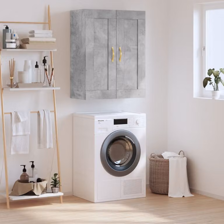Mobile a parete vidaXL in stile moderno, colore grigio cemento, L: 69,5 cm, P: 34 cm, H: 90 cm