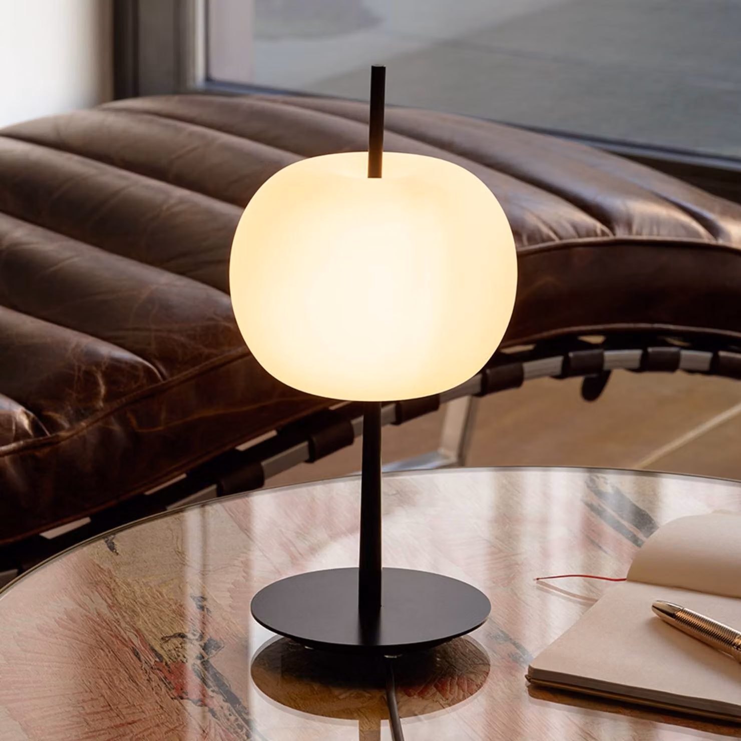 kdln Lampada da tavolo di design KUSHI, dimmerabile, Nero, Soggiorno / Sala da pranzo, Vetro, Design, Lampada da tavolo