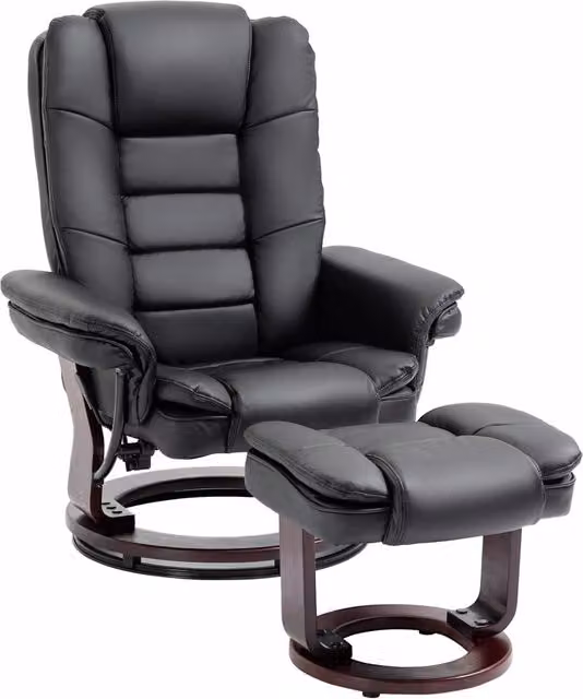 Poltrona Relax con Pouf Poggiapiedi ¨C Xylo ¨C Girevole 360¡ã Reclinabile Similpelle PU