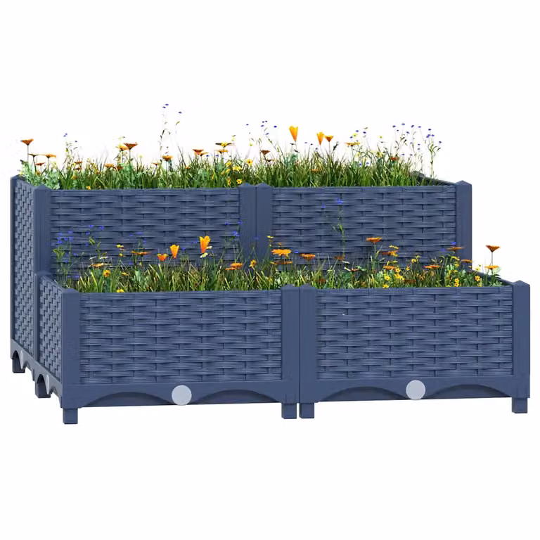 Fioriera Rialzata vidaXL in Plastica per Orto e Giardino, L/P/H: 80 x 80 x 38 cm