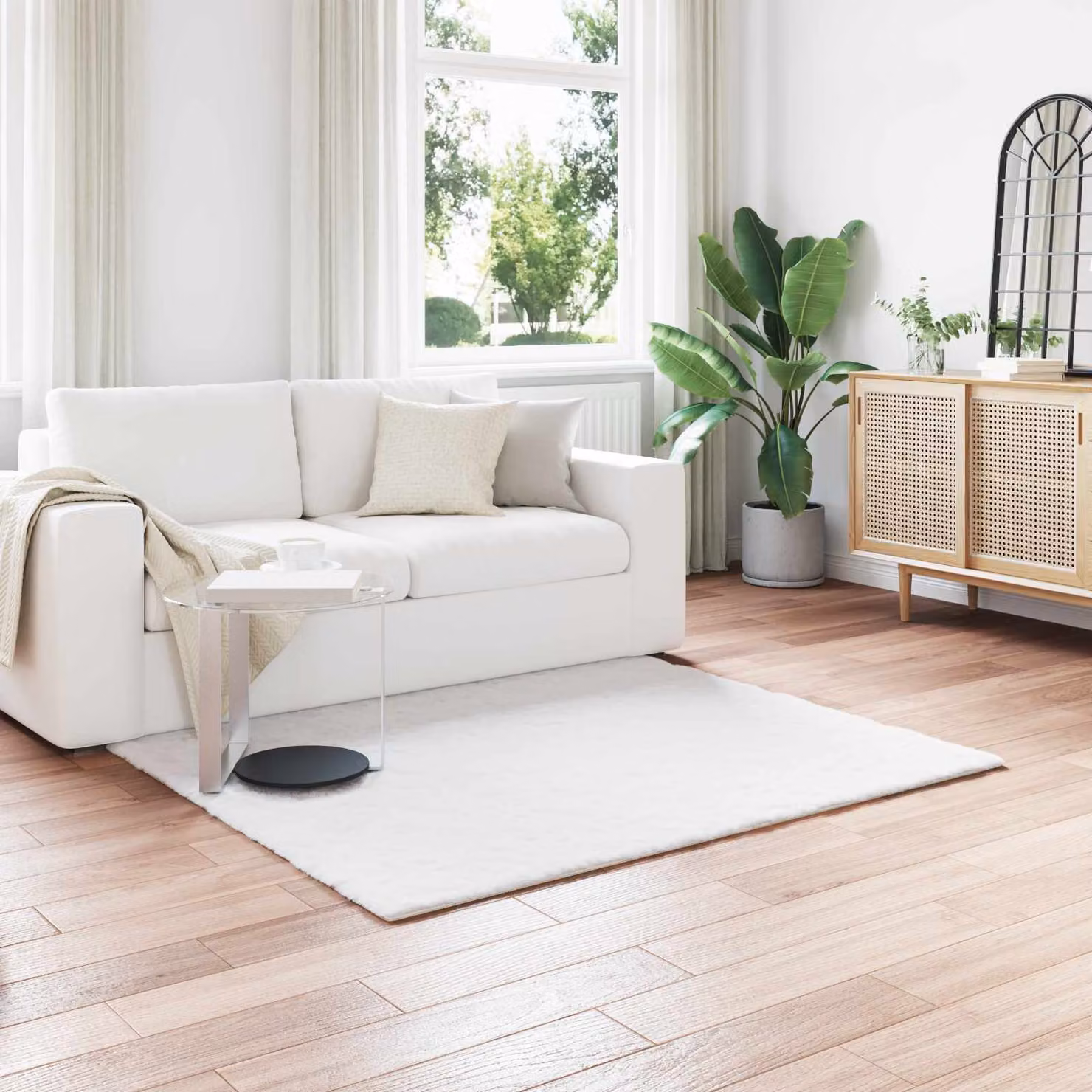 vidaXL Tappeto in ecopelliccia sintetica antiscivolo e lavabile, Bianco, 160 x 160 cm