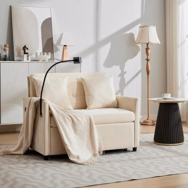 Divano letto singolo ¨C Minimal ¨C tessuto grigio pieghevole per soggiorno ufficio