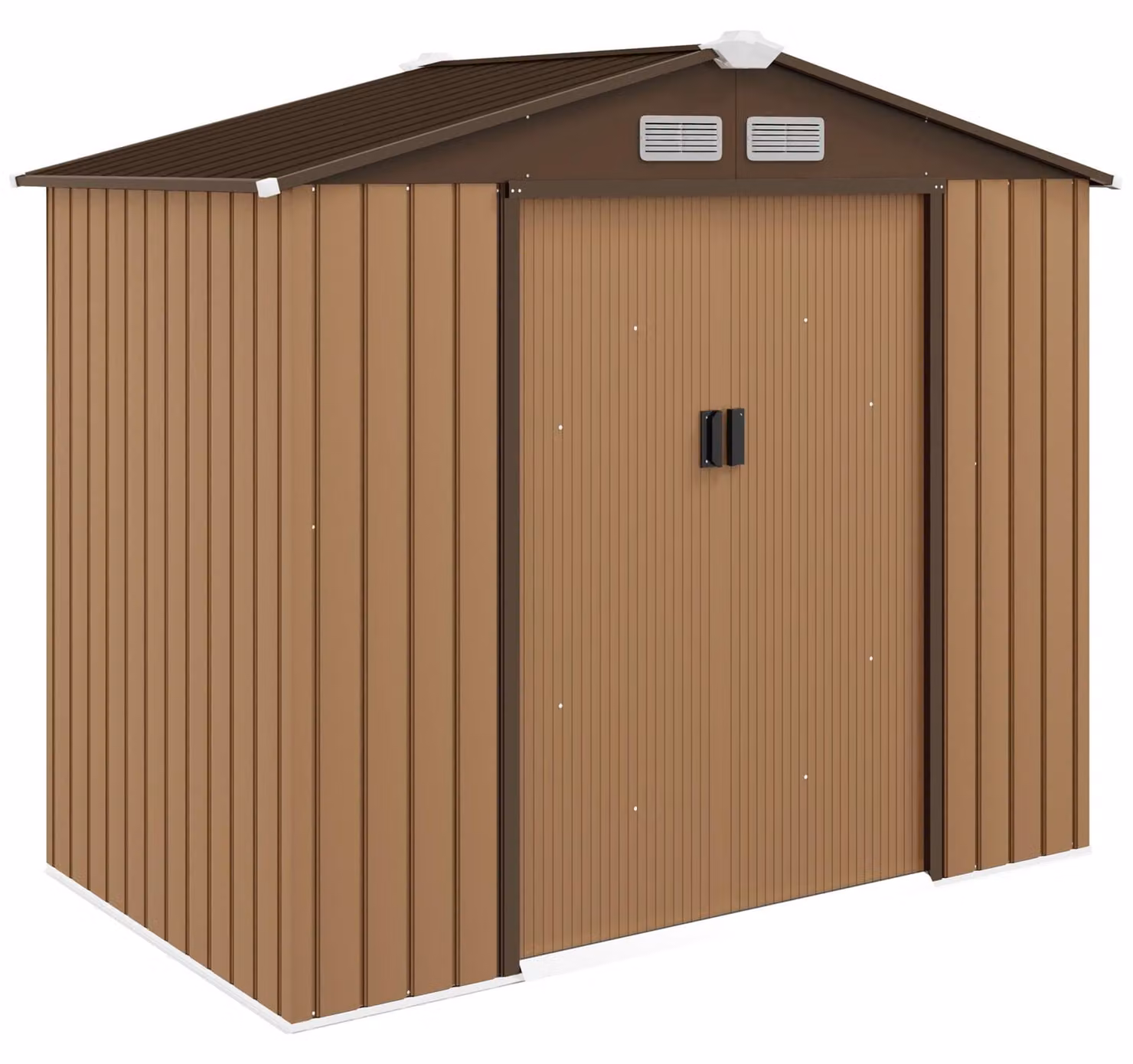 Casetta da giardino in acciaio marrone - 213x130x185 cm - Resistente agli agenti atmosferici - Con porte scorrevoli