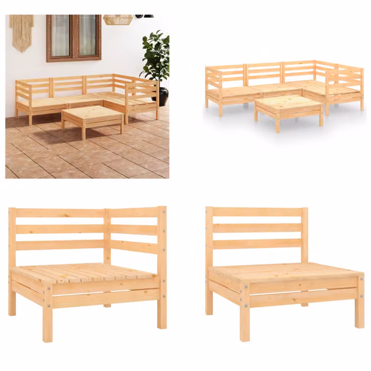 vidaXL 5 pezzi. Set salotto da giardino in legno di pino massiccio - set salotto da giardino - set salotto da giardino - set divano pallet - set divano pallet