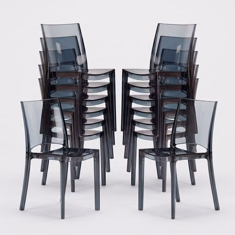 18 sedie B-Side Grand Soleil per l'offerta di stock di barre trasparenti - Antracite nero trasparente