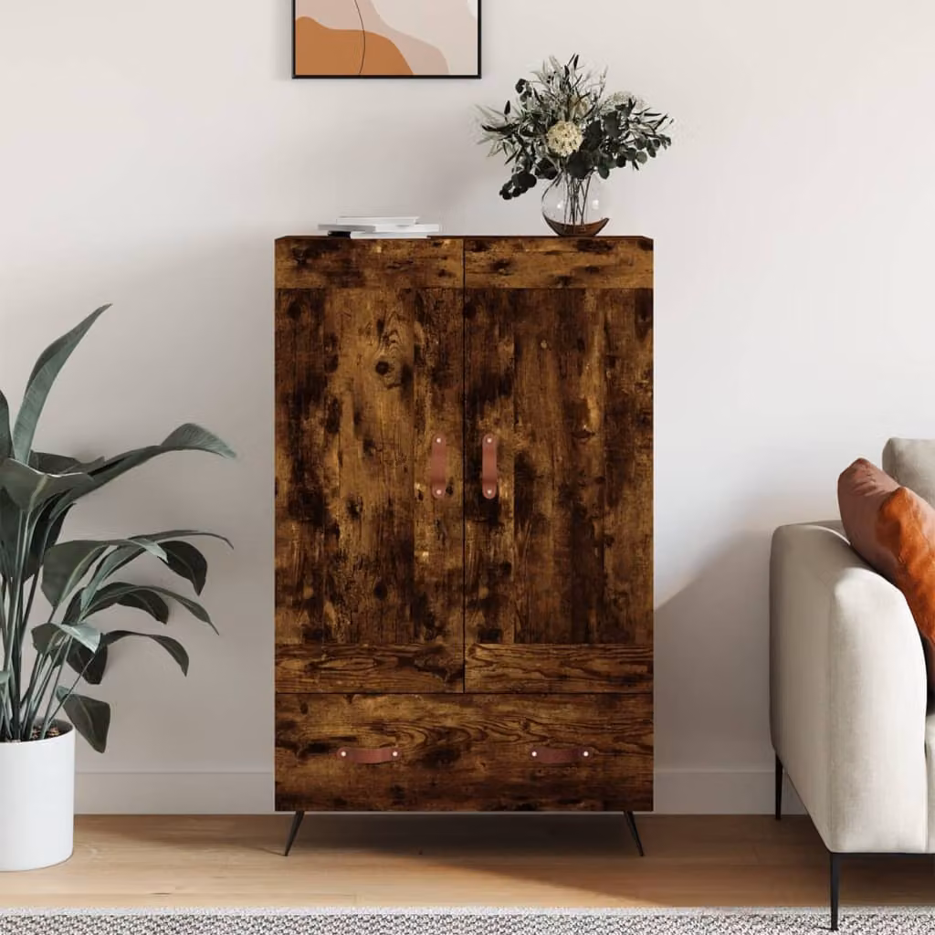 Credenza vidaXL in Rovere Fumo e Legno Multistrato, L/P/H: 69,5 x 31 x 115 cm