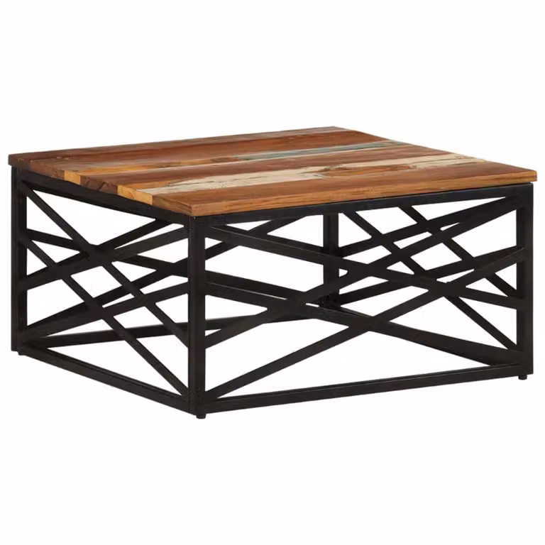 Tavolino The Living Store 68x68x35 cm in legno massiccio antico