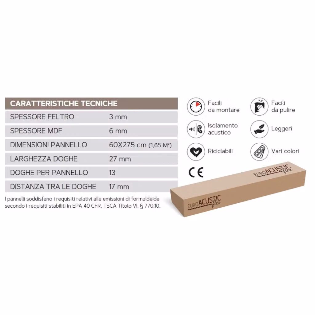 Pannello decorativo Euroacoustic in MDF effetto legno noce scuro, L: 60 cm, H: 275 cm, Spessore: 9 mm – 2