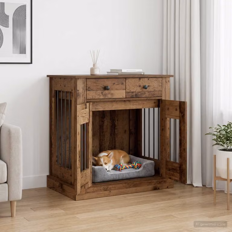 Mobile da cassa per cani vidaXL in legno color marrone, L 80 x P 47,5 x H 80 cm