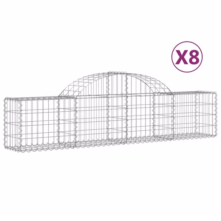 Cesti Gabbioni ad Arco 8 pz 200x30x40/60 cm Ferro Zincato