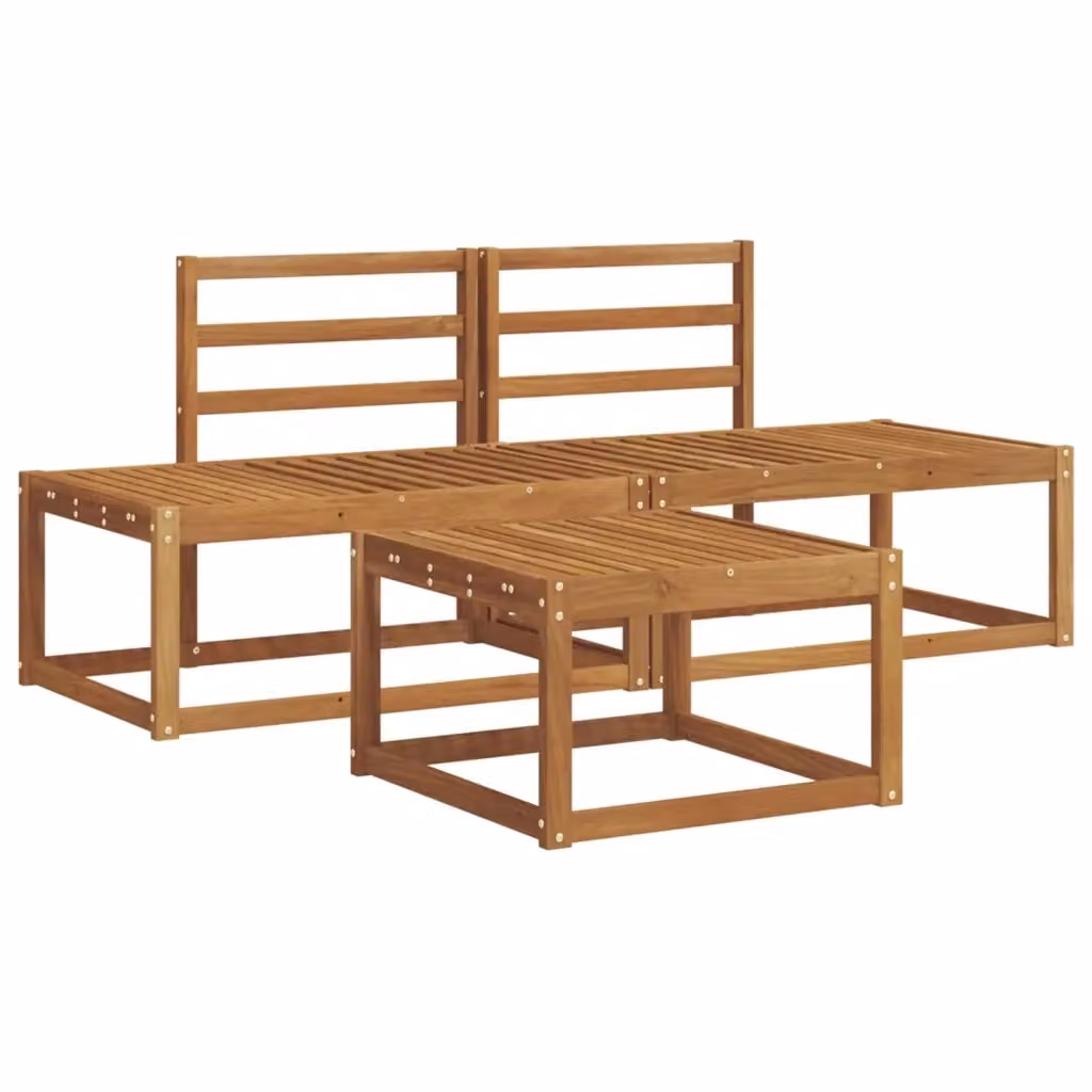 Set da giardino vidaXL composto da un divano a 3 posti, un divano a 2 posti e un tavolino da caffè in legno di acacia massello color marrone con cuscini inclusi – 2