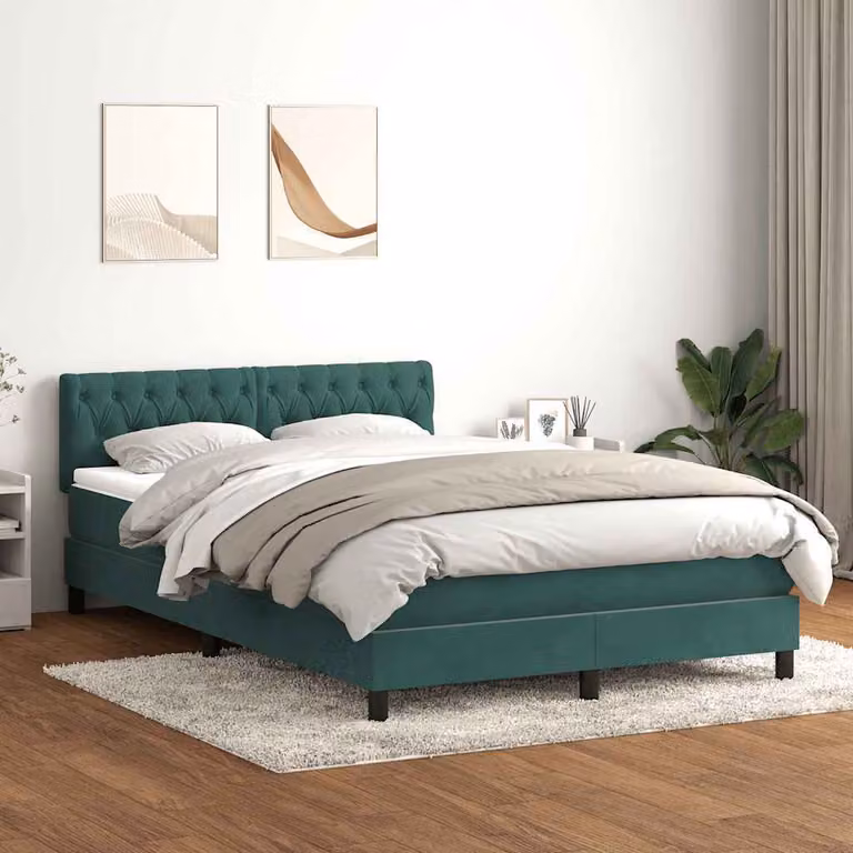 Maison Exclusive - Letto a Molle con Materasso e LED Verde Scuro 160x220 cm Velluto