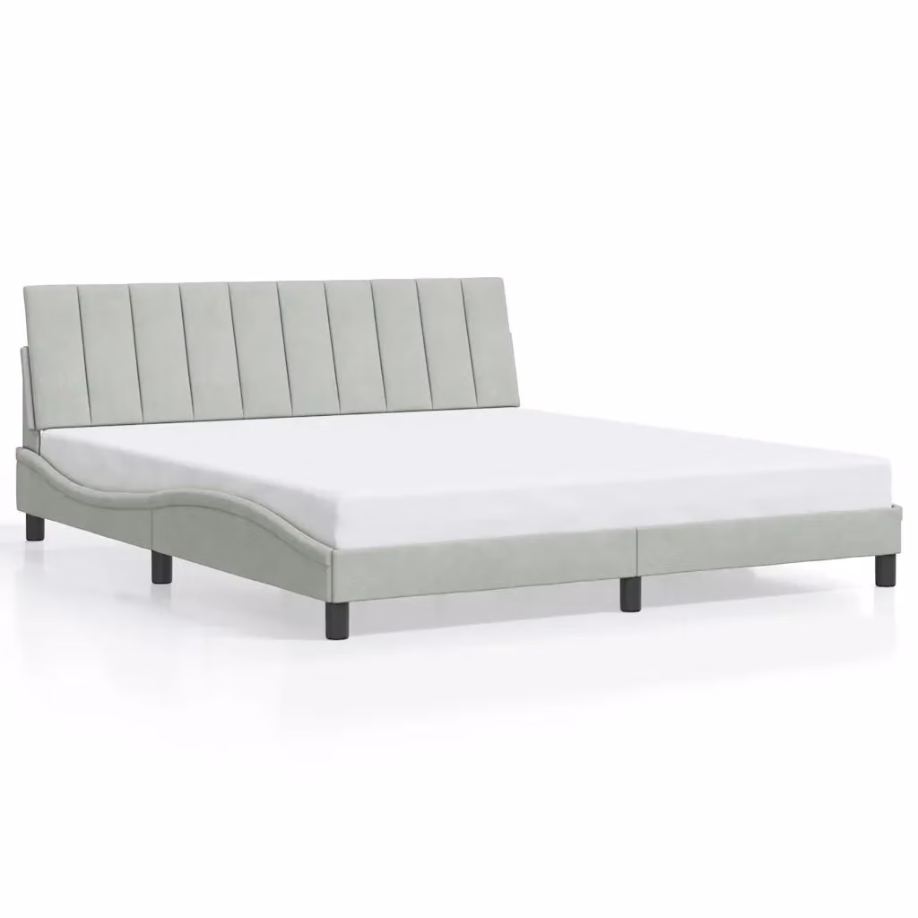 Giroletto senza materasso Hanko vidaXL in velluto grigio chiaro, L 180 x P 200 cm – 2