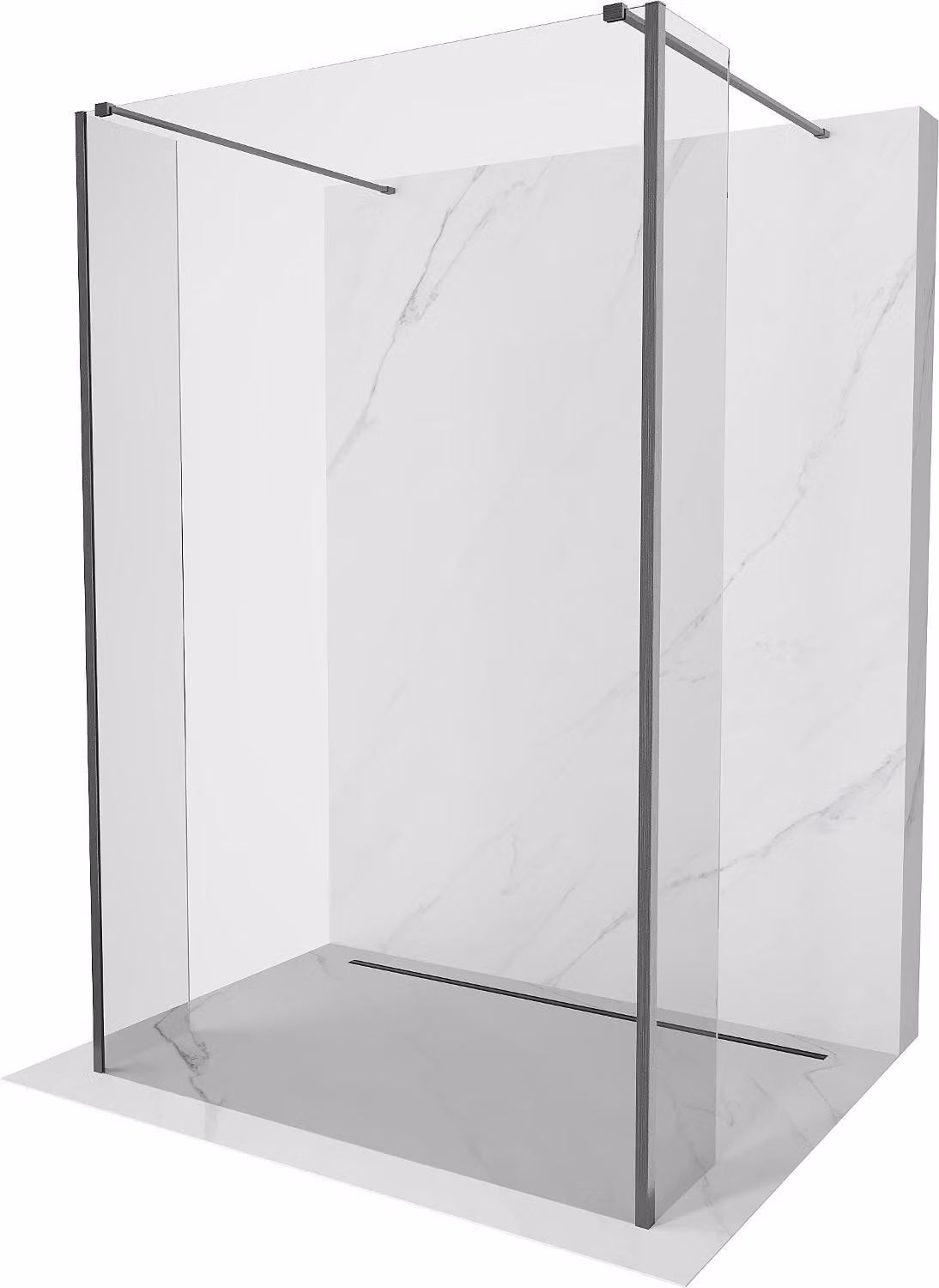 Mexen Kioto parete doccia autoportante 180 x 30 x 30 cm, trasparente, grigio canna di fucile spazzolato
