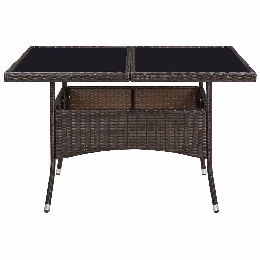 Tavolo da pranzo da giardino moderno vidaXL in polyrattan e vetro marrone, estensibile, L: 120 cm, P: 120 cm, H: 75 cm – 2
