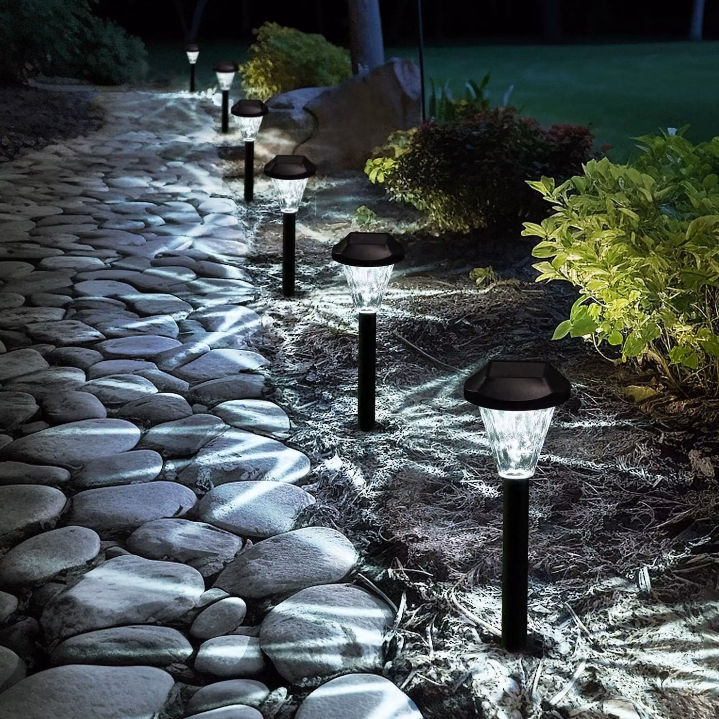 Lampada solare da giardino - Lampade solari per esterni - 10 pezzi - RVS impermeabile - 35,66 cm