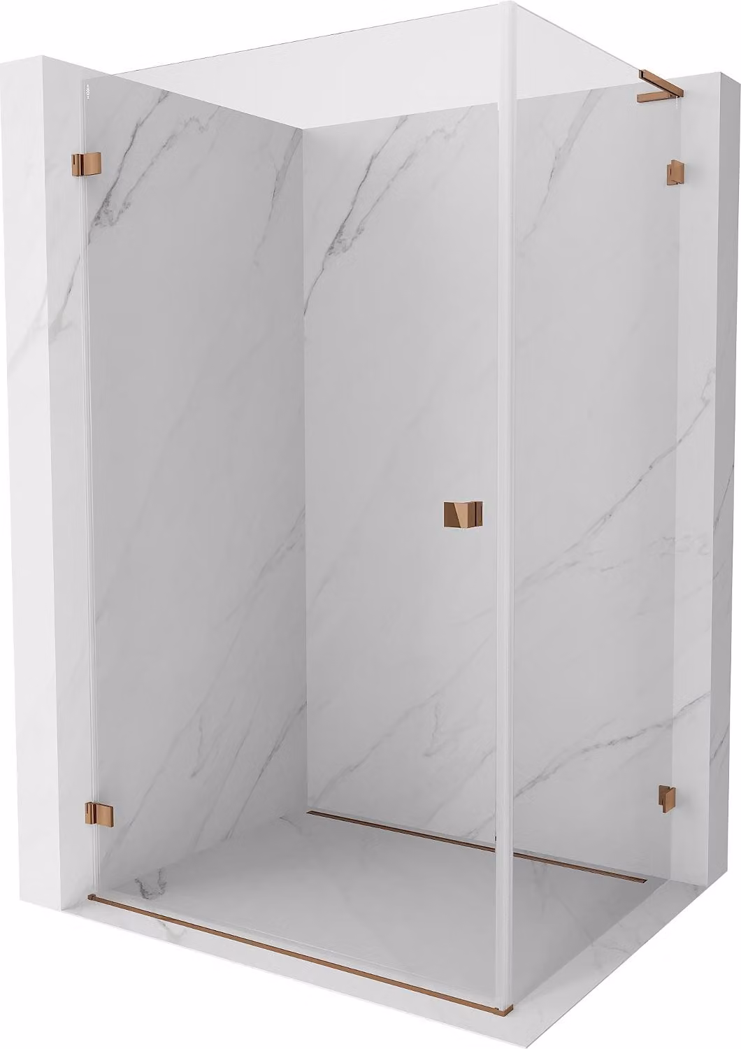 Mexen Lunar-B L cabina doccia ribaltabile sinistra 95 x 80 cm, trasparente, oro rosa - 832L-095-080-60-00-L