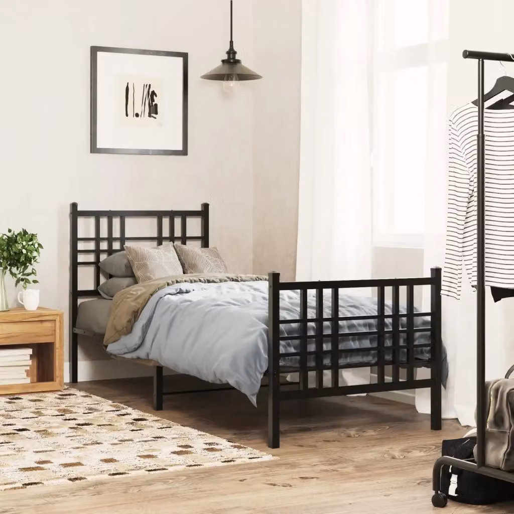 Letto singolo per adulti DESIGN IN con testiera e pediera in metallo nero opaco L: 80 cm, P: 200 cm – 2