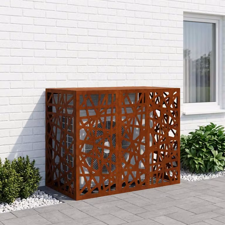Copertura per condizionatore d'aria vidaXL in acciaio, colore bronzo, L 110 x P 50 x H 80 cm
