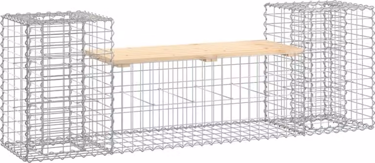 Panca Giardino Design Gabbione 183x41x60,5 cm Massello di Pino