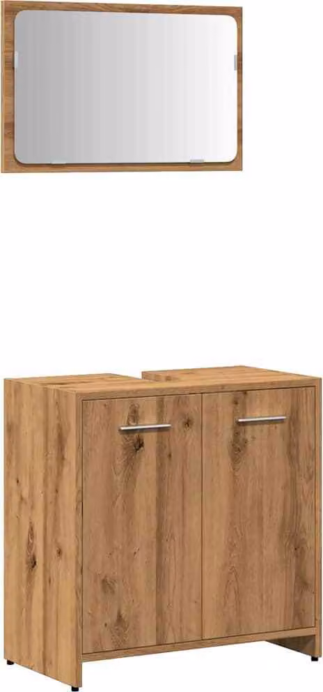 Mobile da Bagno con Specchio Rovere Artigianale Truciolato