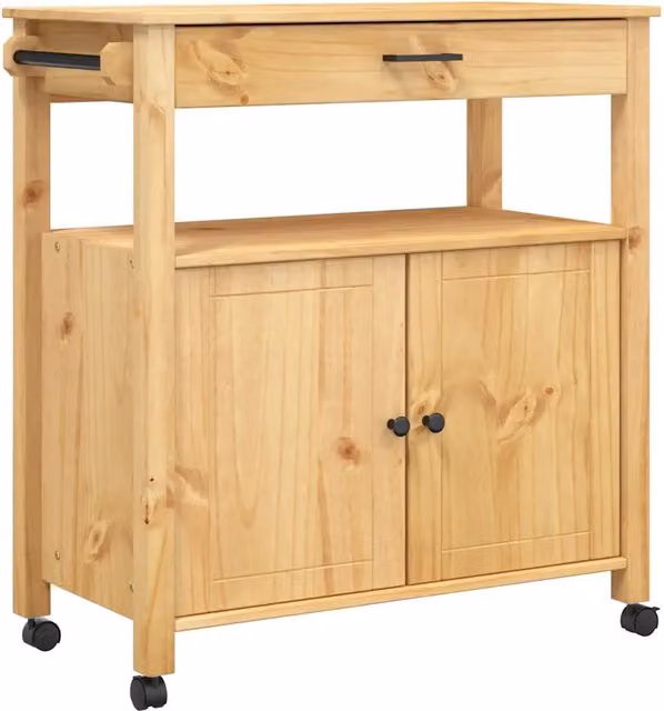 Carrello da Cucina MONZA 84x40x88,5 cm in Legno Massello di Pino CFW7729512