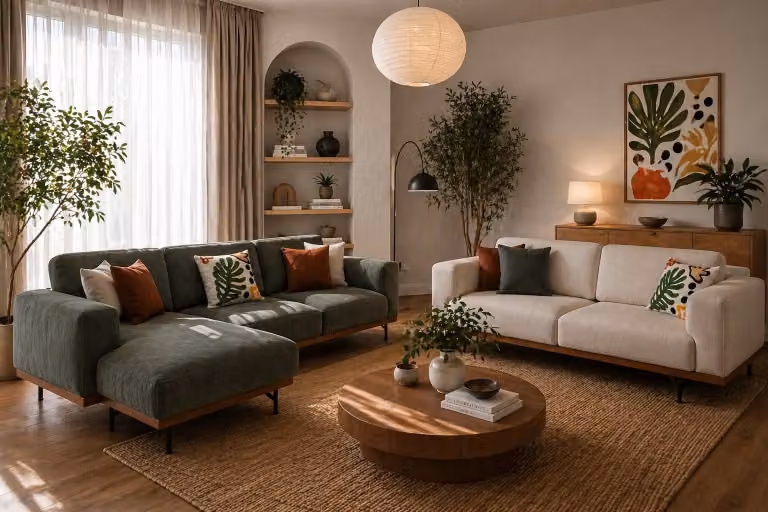 Set di divani: divano ad angolo a forma di L e divano a tre posti in verde lusso 2