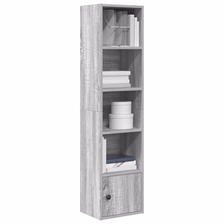 Libreria moderna vidaXL in legno e MDF grigio, da appendere a parete, L 31 cm x P 24 cm x H 127 cm