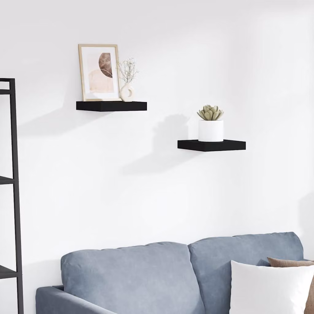 Set di 2 scaffali a parete vidaXL neri in MDF, L 23 cm x P 23,5 cm x H 3,8 cm