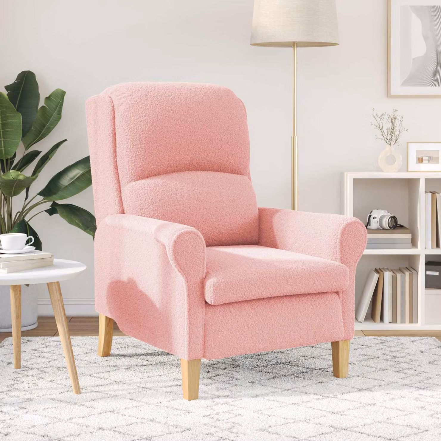 Poltrona moderna vidaXL in tessuto rosa con braccioli, L: 76 cm, P: 94 cm, H: 102 cm