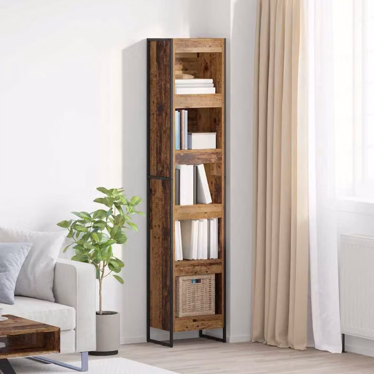 Armadio per libri vidaXL in stile industrial, colore marrone, in legno e metallo, L 40 cm x P 30 cm x H 189,5 cm