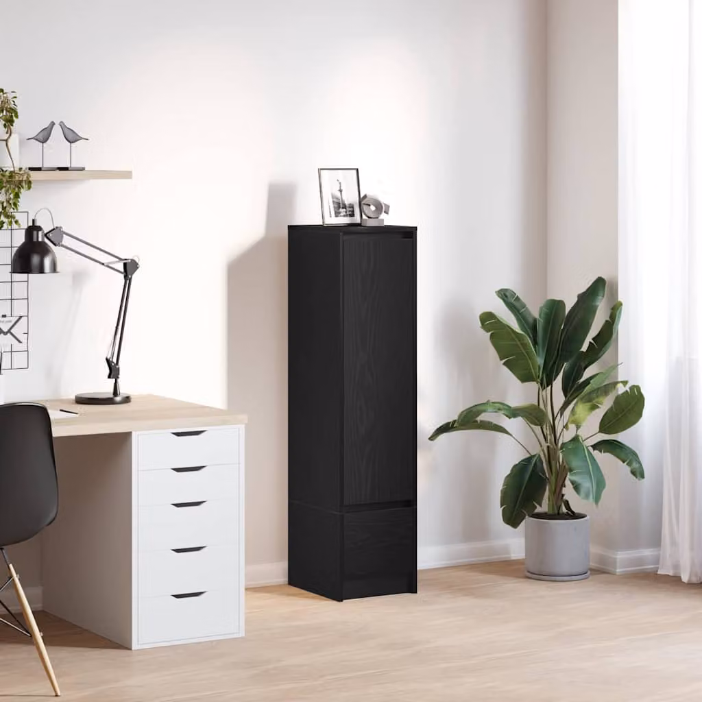 Credenza da parete vidaXL in legno multistrato e MDF, colore nero, L/P/H: 29,5 x 34 x 119,5 cm
